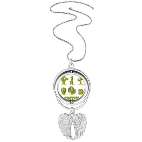 Sukkulenten Topf-Kaktus-Muster Anhänger Engelsflügel drehbare Halskette Schmuck Sukkulenten Topf-Kaktus-Muster Anhänger Engelsflügel drehbare Halskette Schmuck von Generisch