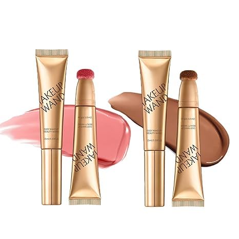 Summaryas Contour Wand & Blush Wands Duo - Blush, Cream Beauty Stick Makeup, 2 In 1 Liquid Contours Duo for Women with Applicator, Liquid Blushs Wands for Women (Blush01+Wand01) von Generisch