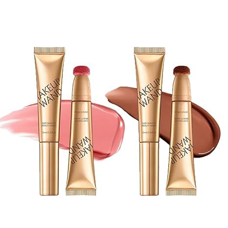 Summaryas Contour Wand & Blush Wands Duo - Blush, Cream Beauty Stick Makeup, 2 In 1 Liquid Contours Duo for Women with Applicator, Liquid Blushs Wands for Women (Blush01+Wand02) von Generisch