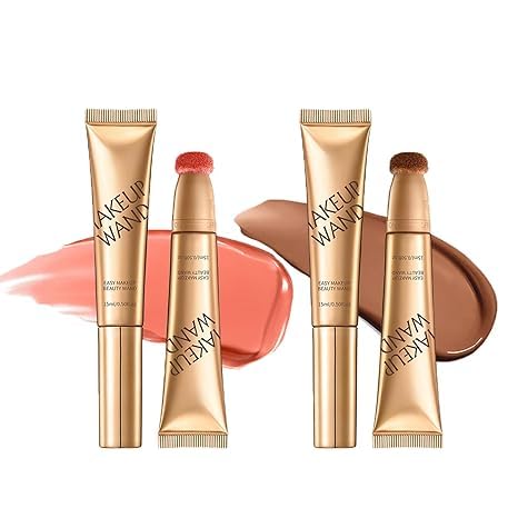 Summaryas Contour Wand & Blush Wands Duo - Blush, Cream Beauty Stick Makeup, 2 In 1 Liquid Contours Duo for Women with Applicator, Liquid Blushs Wands for Women (Blush02+Wand01) von Generisch