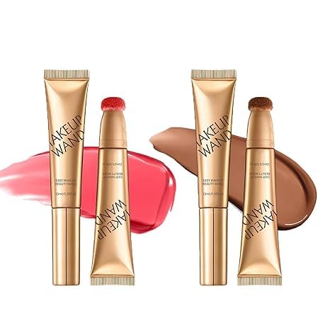 Summaryas Contour Wand & Blush Wands Duo - Blush, Cream Beauty Stick Makeup, 2 In 1 Liquid Contours Duo for Women with Applicator, Liquid Blushs Wands for Women (Blush03+Wand01) von Generisch