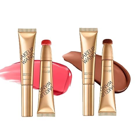 Summaryas Contour Wand & Blush Wands Duo - Blush, Cream Beauty Stick Makeup, 2 In 1 Liquid Contours Duo for Women with Applicator, Liquid Blushs Wands for Women (Blush03+Wand02) von Generisch