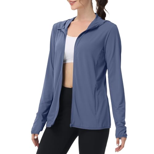 Sun Hoodie Damen UPF 50+ Sonnenschutz Jacke UV Shirt Langarm Sommerjacke Full Zip Laufshirt Leichte Dünne Sportjacke mit Taschen Laufjacke Schnelltrocknend Trainingsjacke Einfarbig Outdoor Sportshirt Sun Hoodie Damen UPF 50+ Sonnenschutz Jacke UV Shirt Langarm Sommerjacke Full Zip Laufshirt Leichte Dünne Sportjacke mit Taschen Laufjacke Schnelltrocknend Trainingsjacke Einfarbig Outdoor Sportshirt von Generisch