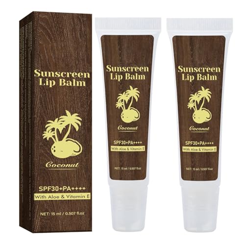 Sunscreen Lip Balm LSF 30, Hydrating Lip Balm with Aloe and Vitamin E 15ml, für Trockene, Rissige Lippen, Pflegend und Feuchtigkeitsspendend, Sonnenschutz für Lippen (2) von Generisch