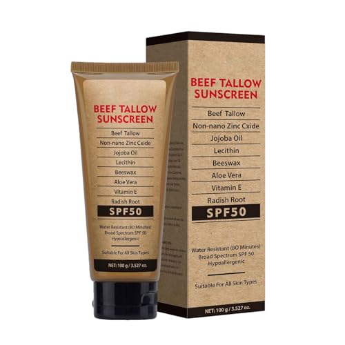 Sunscreen Lotion - 100g LSF 50 Körpermilch Mit Feuchtigkeitspflege | Wasserfeste Schutzcreme Mit Bio-Rindertalg | Sonnenschutz Feuchtigkeitscreme Für Damen Herren | Outdoor Pflege Für Reise Sport Sunscreen Lotion - 100g LSF 50 Körpermilch Mit Feuchtigkeitspflege | Wasserfeste Schutzcreme Mit Bio-Rindertalg | Sonnenschutz Feuchtigkeitscreme Für Damen Herren | Outdoor Pflege Für Reise Sport von Generisch