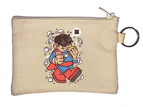 Superhero Super Power Kid Burger Art Schlüsselanhänger Münzbörse Beige von Generisch