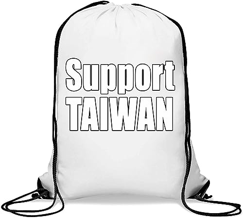 Support Taiwan Turnbeutel mit weißem Logo, lässiger Kordelzug, Weiß von Generisch
