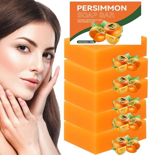 Swarva Persimmon Soap for Body Odor - Persimmon Soap for Old People Smell, Remove Odor Bath Soap, Men & Women Deodorizing, Handmade Body Deeply Cleansing Bar Soaps (5pcs) von Generisch