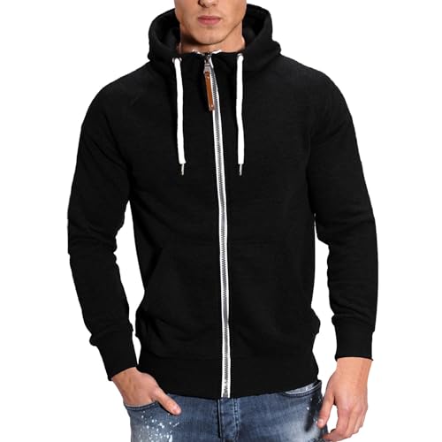 Sweatjack mit Kapuze Gefüttert Winter Kapuzenpullover Reißverschluss Warm Fleece k Kapuzenpulli Hoodie Herren Schwarz Weiß Rot Strickjacke Herren Schwarz Kapuze von Generisch