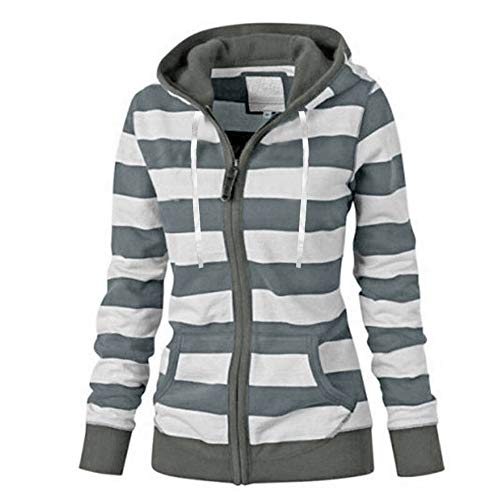 Sweatjacke Damen Lang Mit Kapuze - Striped Hoodie Oversize Mit Reißverschluss - Kapuzenpullover Frauen Modische Sweatshirt Gestreift Pulli Langarm Pullover Baumwolle Taschen Oberteile Kapuzenjacke Sweatjacke Damen Lang Mit Kapuze - Striped Hoodie Oversize Mit Reißverschluss - Kapuzenpullover Frauen Modische Sweatshirt Gestreift Pulli Langarm Pullover Baumwolle Taschen Oberteile Kapuzenjacke von Generisch