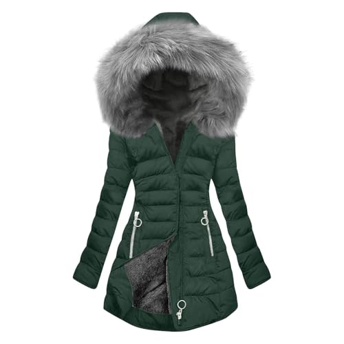 Sweatjacke Damen Lang Wintermantel Winterjacke Warm Fleece Gefüttert Steppjacke Parka Daunenjacke Mit Kapuze Winterparka Winter Mantel Outdoor Jacke Winterjacke Damen Fell von Generisch