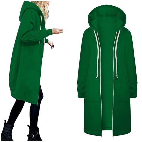 Sweatjacke Damen Mit Kapuze Baumwolle Oversize Kapuzenjacke Übergangsjacke Winter Elegant Wintermantel Hoodies Jacke Einfarbig Reißverschluss Cardigan Warm Langarm Fleecejacke Zip Mantel Outwear von Generisch