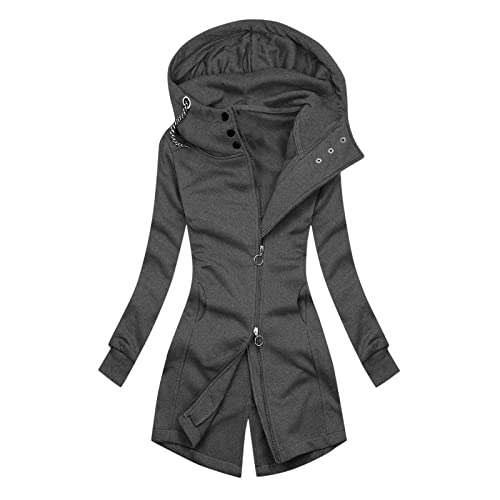 Sweatjacke Damen Schwarz: Sport Lang Oversize Dünn Outerwear Kapuzenjacke Schwarz Elegant Outdoor mit Reißverschluss Pullover Sweatshirt Jacke Langarm Günstig XXL mit Kapuze Sweatjacke Hoodie Jacke von Generisch