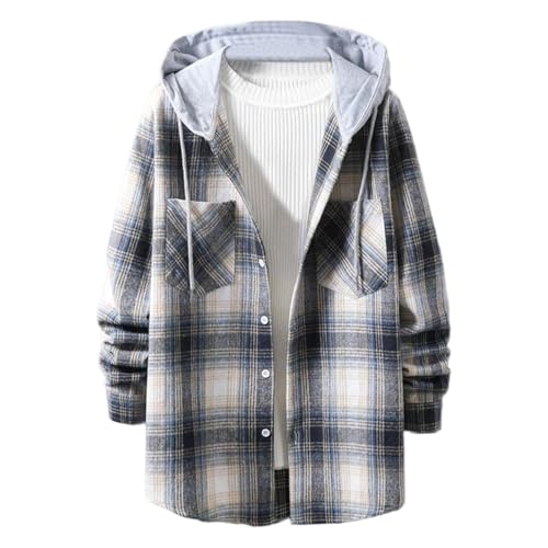 Sweatjacke Herren Fleece Thermohemd Warm Gefüttert Flanellhemd Holzfällerhemd Herbst Winter Innenfleece Kapuzenpullover Jacke Longsleeve Regular fit Hooded Casual Sportjacke Outdoorjacke von Generisch