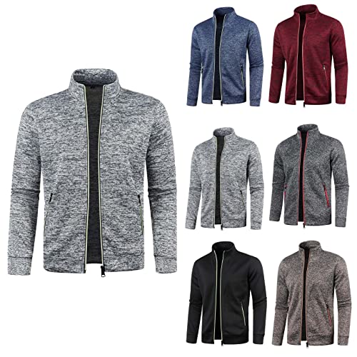 Übergangsjacke Herren Stehkragen Sweatjacke Klassisch Zip Sportjacke Leichte Jacke Ohne Kapuze Trainingsjacke Strickjacke Mit Taschen Freizeitjacke Softshelljacke Laufjacke von Generisch