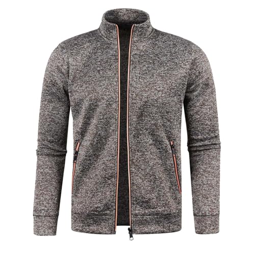 Sweatjacke Herren Ohne Kapuze mit Reissverschluss Sportjacke Jacke Klassisch Stehkragen Trainingsjacke Strickjacke mit Taschen Übergangsjacke Freizeitjacke Leichte Softshelljacke Laufjacke 4XL von Generisch