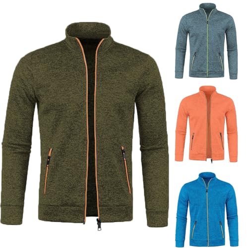 Sweatjacke Herren Ohne Kapuze mit Reissverschluss Sportjacke Jacke Klassisch Stehkragen Trainingsjacke Strickjacke mit Taschen Übergangsjacke Freizeitjacke Leichte Softshelljacke Laufjacke 4XL von Generisch