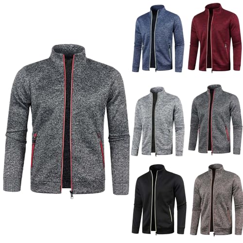 Sweatjacke Herren Ohne Kapuze mit Reissverschluss Sportjacke Jacke Klassisch Stehkragen Trainingsjacke Strickjacke mit Taschen Übergangsjacke Freizeitjacke Leichte Softshelljacke Laufjacke 4XL von Generisch