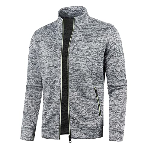 Sweatjacke Herren Strickjacke Jacke mit Reissverschluss Klassisch Sportjacke Leichte Stehkragen Trainingsjacke mit Taschen Freizeitjacke Männer Softshelljacke Laufjacke von Generisch