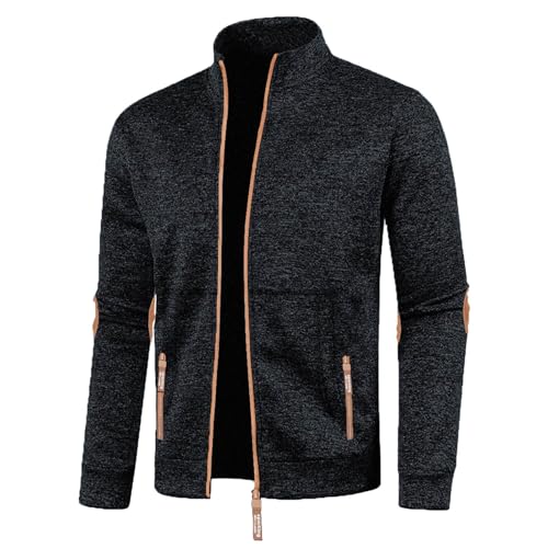 Sweatjacke Herren Strickjacke Jacke mit Reissverschluss Klassisch Sportjacke Leichte Stehkragen Trainingsjacke mit Taschen Freizeitjacke Männer Softshelljacke Laufjacke von Generisch