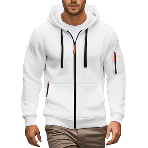 Sweatjacke Herren Zipper Hoodie Sweatshirt mit Reißverschluss Loose fit Kapuzenjacke Oversized Übergangsjacke Reißverschlusstaschen Outdoorjacke Casual Sportjacke Arbeitspullover Sweatshirt Jacke von Generisch