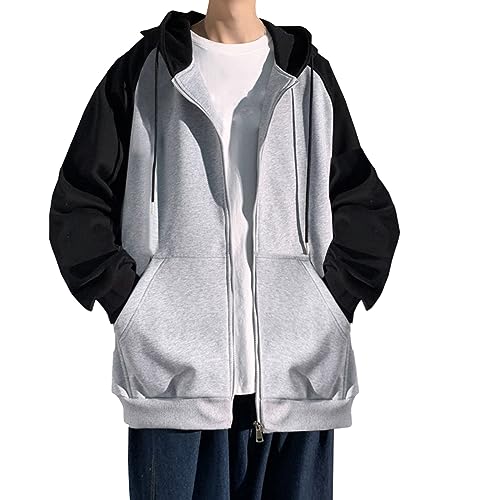 Sweatjacke Herren Zipper Hoodies Y2k Oversized Sweat Jacken Hoody Mit Kapuze Gothic Kapuzenpullover Sweatshirt Hoody Pullover Baumwolle Langarm Jacke Oversize Sportshirt FüR MäNner Jungen Herren von Generisch