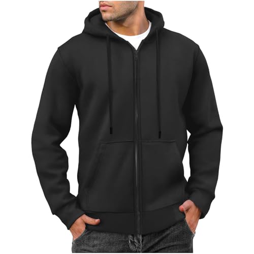 Sweatjacke Herren mit Kapuze Warm Fleece Übergangsjacke Einfarbig Zip Hoodie Fleecejacke Große Größen Langarm Kapuzenjacke Freizeit Sport Kapuzenpullover Winter Freizeitjacke Sweatshirt Jacke von Generisch