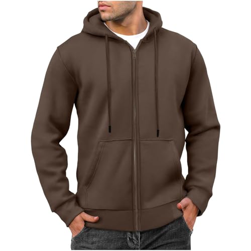 Sweatjacke Herren mit Kapuze Warm Fleece Übergangsjacke Einfarbig Zip Hoodie Fleecejacke Große Größen Langarm Kapuzenjacke Freizeit Sport Kapuzenpullover Winter Freizeitjacke Sweatshirt Jacke von Generisch
