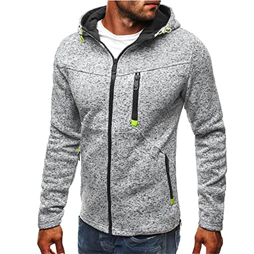 Sweatjacke Herren mit Kapuze Zip Hoodie Winter Übergangsjacke Kapuzenjacke mit Reißverschluss Oversized Sweatshirt Kapuzenpullover Sportjacke Outdoorjacke Jogging Pullover Hoody Männer Taschen von Generisch