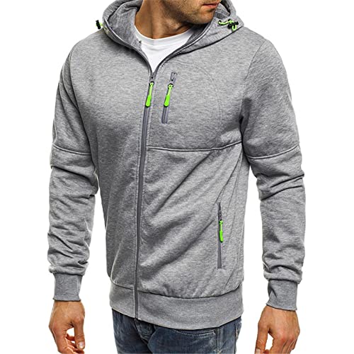 Sweatjacke Herren mit Kapuze Zip Hoodie Winter Übergangsjacke Kapuzenjacke mit Reißverschluss Oversized Sweatshirt Kapuzenpullover Sportjacke Outdoorjacke Jogging Pullover Hoody Männer Taschen von Generisch