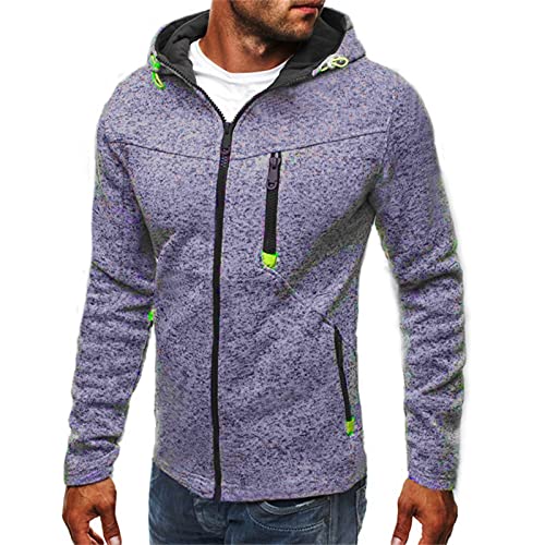 Sweatjacke Herren mit Kapuze Zip Hoodie Winter Übergangsjacke Kapuzenjacke mit Reißverschluss Oversized Sweatshirt Kapuzenpullover Sportjacke Outdoorjacke Jogging Pullover Hoody Männer Taschen von Generisch
