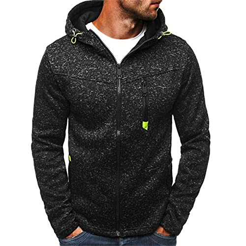 Sweatjacke Herren mit Kapuze Zip Hoodie Winter Übergangsjacke Kapuzenjacke mit Reißverschluss Oversized Sweatshirt Kapuzenpullover Sportjacke Outdoorjacke Jogging Pullover Hoody Männer Taschen von Generisch
