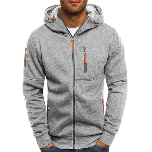 Sweatjacke Herren mit Kapuze Zip Hoodie Winter Übergangsjacke Kapuzenjacke mit Reißverschluss Taschen Oversized Sweatshirt Kapuzenpullover Outdoorjacke Jogging Sport Pullover Hoody Sportjacke von Generisch