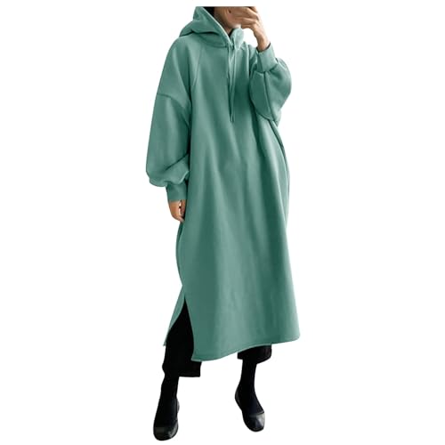 Sweatkleid Damen Winter Große Größen Langarm Hoodie Kleid Herbstkleid Einfarbig Lang Elegant Longpullover Winterkleid mit Kapuze Lässiges Pulloverkleid Casual Oversize Kapuzenpullover Pullover Kleid von Generisch