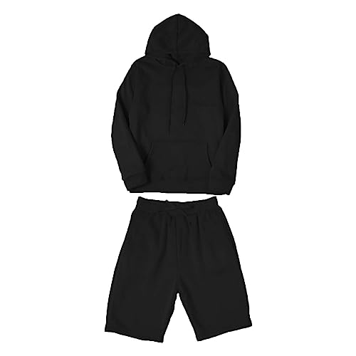 Sweatpants und Hoodie Set Herren: Langes Herren-Sweatshirt und kurze Hose, Set mit Kapuze, Schnürpullover, Sweatshirt, Sweatpants mit Taschen, einfarbige Hoodies, Herren, lässig, Kordelzug, kurze Sweatpants und Hoodie Set Herren: Langes Herren-Sweatshirt und kurze Hose, Set mit Kapuze, Schnürpullover, Sweatshirt, Sweatpants mit Taschen, einfarbige Hoodies, Herren, lässig, Kordelzug, kurze von Generisch