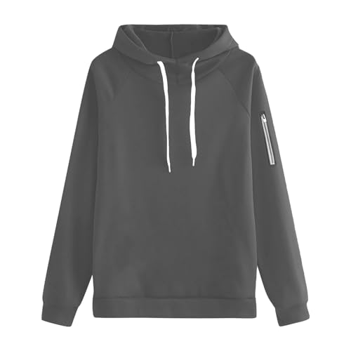 Sweatshirt Damen Oversized Hoodie Einfarbig Kapuzenpullover mit Kordelzug Pullover Comfort Fit Sweatpullover Weich Bequeme Kaputzenpulli Sport Style Langarm Pulli Streetwear Casual Oberteil von Generisch
