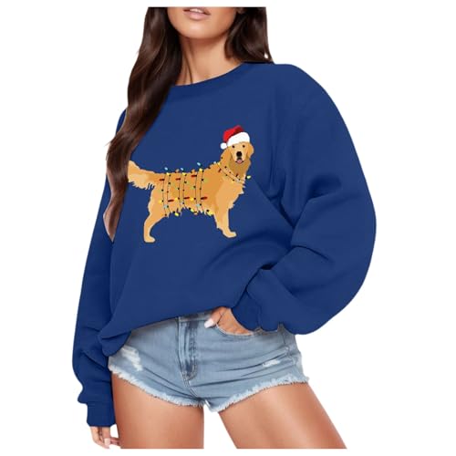 Sweatshirt Damen Weihnachtspullover Süße Hund-Motiv Weihnachtspulli Rundhals Sport Langarmshirt Sweatshirts Ohne Kapuze Casual Christmas Pulli Sweat Oberteile Sweatshirt Damen Weihnachtspullover Süße Hund-Motiv Weihnachtspulli Rundhals Sport Langarmshirt Sweatshirts Ohne Kapuze Casual Christmas Pulli Sweat Oberteile von Generisch