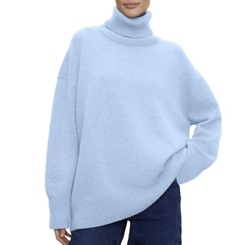 Sweatshirt Elegant Langarm Rollkragenpullover Elegant Damen Herbst Sweater Strickpulli Damen Pullover Damen Strickpullover Sexy Geschnittene Pullover Winterpullover Rollkragen Oberteil Pulli von Generisch