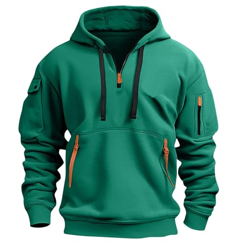 Hoodies für Männer, Arbeit Bundeswehr Pullover Übergröße Reißverschluss Weihnachts Dicker Baumwolle Oversize Gym Dünne Kapuzenpulli Herren Warmer Sport Thermo Militär Sweatshirts für Herren, XXL von Generisch