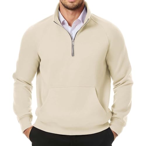 Sweatshirt Herren Ohne Kapuze Mit Reißverschluss Sweatpullover Herren Blend Pullover Mit Taschen Sweater Einfarbig Freizeitjacke Minimalist Sweatjacke Halfzip Übergangsmantel Herbst Alltagsjacke von Generisch