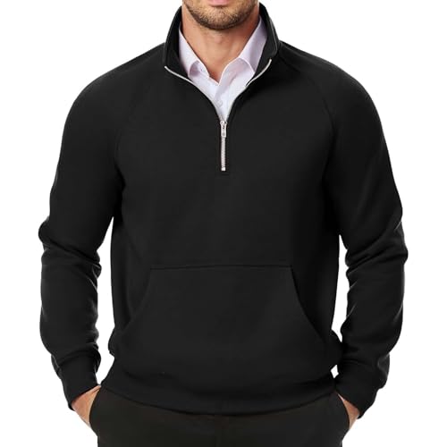 Sweatshirt Herren Ohne Kapuze Mit Reißverschluss Sweatpullover Herren Blend Pullover Mit Taschen Sweater Einfarbig Freizeitjacke Minimalist Sweatjacke Halfzip Übergangsmantel Herbst Alltagsjacke von Generisch