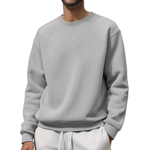 Sweatshirt Herren Oversize Rundhals Pullover Langärmliges Shirts Einfarbige Casual Freizeitshirt Winterpullover Sweater Warm Outdoorshirts Weich Gemütlich Modisches Freizeit Sweatshirts von Generisch