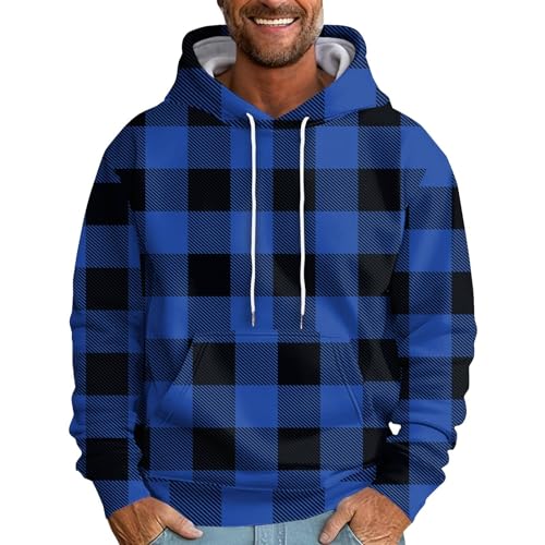 Sweatshirt Herren Oversized Hoodie Herren Kariert Pullover Herren Mit Kapuze Herren Sweatshirt Langarm Pullover Herren Modische Freizeit Sport Sweatshirt Herren Outdoor Arbeits Sweatshirt Herren von Generisch