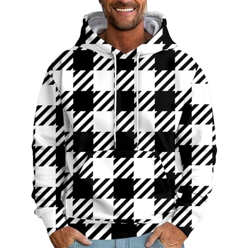 Sweatshirt Herren Oversized Hoodie Herren Kariert Pullover Herren Mit Kapuze Herren Sweatshirt Langarm Sport Sweatshirt Herren Outdoor Pullover Herren Modische Freizeit Arbeits Sweatshirt Herren von Generisch