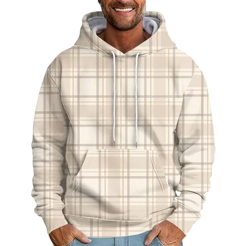Sweatshirt Herren Oversized Hoodie Herren Kariert Pullover Herren Mit Kapuze Herren Sweatshirt Langarm Sport Sweatshirt Herren Outdoor Pullover Herren Modische Freizeit Arbeits Sweatshirt Herren von Generisch