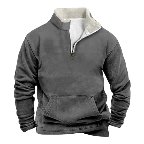 Sweatshirt Herren Stehkragen Herren Sweatshirt Langarm Mit Tasche Arbeits Fleece Sweatshirt Herren Sport Sweatshirt Mit Reißverschluss Herren Sweatshirt Ohne Kapuze Winter Pullover Herren Warm von Generisch