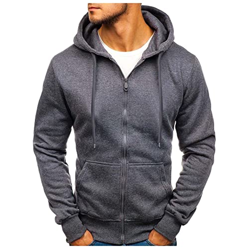Sweatshirt Mit Kapuze Herren Rot Kapuzenpullover Herren Mit Reißverschluss Grau Kapuzenjacke Langarm Herbstmantel Lässig Sweatjacke Mit Taschen Hoody Dünn Einfarbig Outdoorjacke Frühling Sweatpullover von Generisch