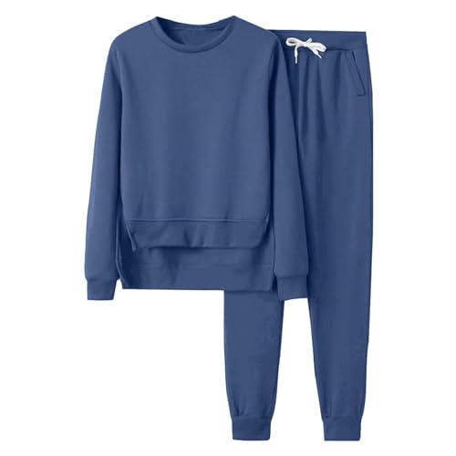 Sweatshirt Und Jogginghose - Jogger Trainingsanzug Set Rundhalsausschnitt Einfarbig Damen Sportanzug Casual Einfarbig Langarm Top&Lang Hosen 2 Teilig Freizeitanzug Kapuzenpullover Sporthose Set von Generisch