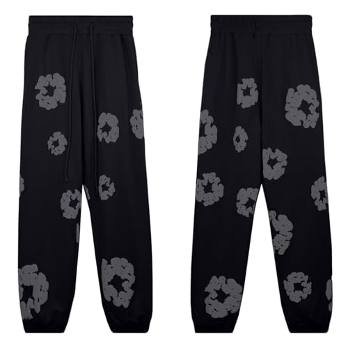 Sweatshirt Und Jogginghose Set 2 Teiliges, Herren Herbst Winter Jogginganzug Männer mit Blumen Trainingsanzug Tracksuit, Y2k Hip Hop Langarm Waffel Sweatshirts Und Hose, Unisex Outfit Sportanzug von Generisch