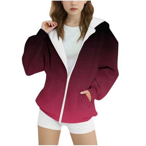 Sweatshirt für Mädchen Herbst Outfit Tie Dye Kapuzenpullover Teenager Kinderkleidung Bedrucken Langarm Tops Lässig Langarmshirt Kinder Pullover Oberteile Freizeit Hoodie mit Taschen 39 Rot 130 von Generisch